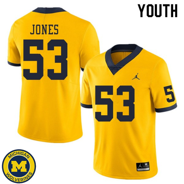 Youth Michigan Wolverines #53 Trente Jones Yellow University Jersey